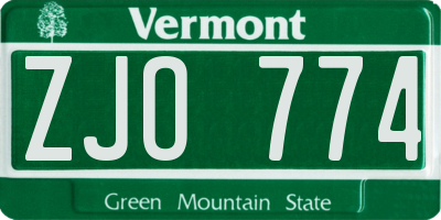 VT license plate ZJO774