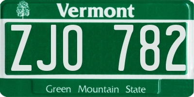 VT license plate ZJO782