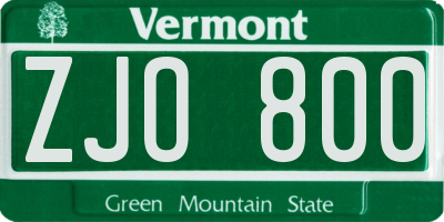 VT license plate ZJO800