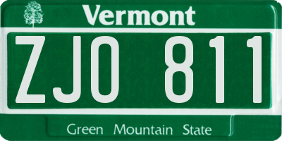 VT license plate ZJO811