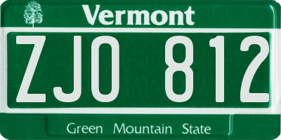 VT license plate ZJO812