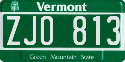 VT license plate ZJO813