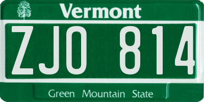 VT license plate ZJO814