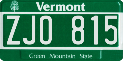 VT license plate ZJO815