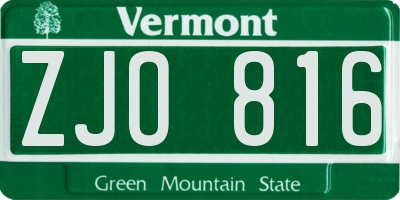 VT license plate ZJO816
