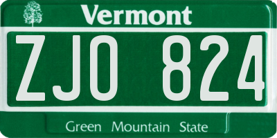 VT license plate ZJO824