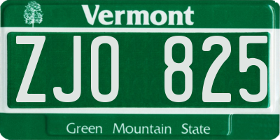 VT license plate ZJO825