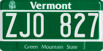 VT license plate ZJO827