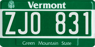 VT license plate ZJO831
