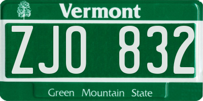 VT license plate ZJO832