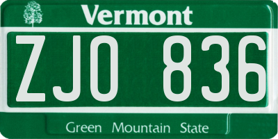 VT license plate ZJO836