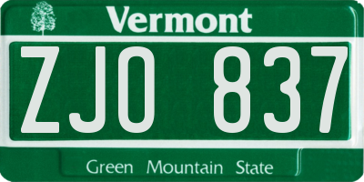 VT license plate ZJO837