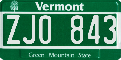 VT license plate ZJO843