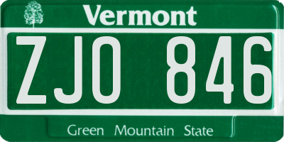 VT license plate ZJO846