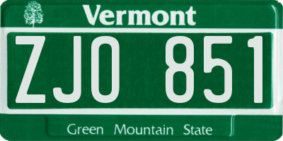VT license plate ZJO851