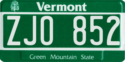 VT license plate ZJO852