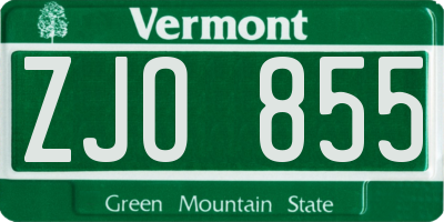 VT license plate ZJO855