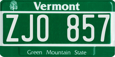 VT license plate ZJO857