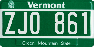 VT license plate ZJO861
