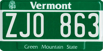 VT license plate ZJO863