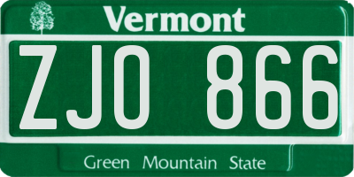 VT license plate ZJO866