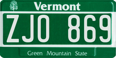 VT license plate ZJO869