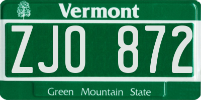 VT license plate ZJO872