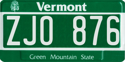 VT license plate ZJO876