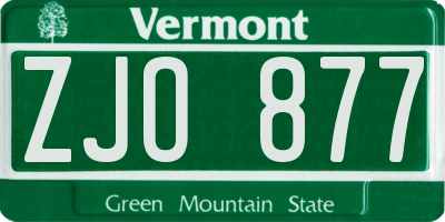 VT license plate ZJO877