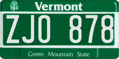 VT license plate ZJO878