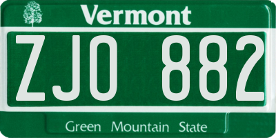 VT license plate ZJO882