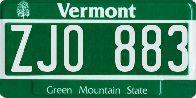 VT license plate ZJO883