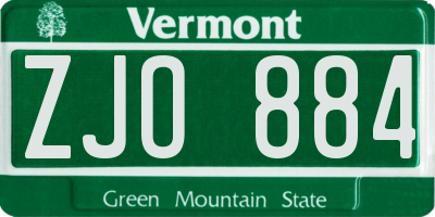 VT license plate ZJO884