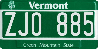 VT license plate ZJO885