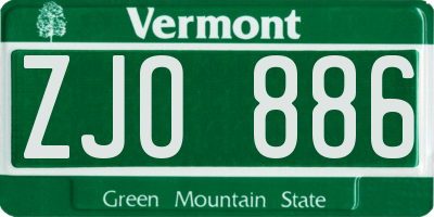 VT license plate ZJO886
