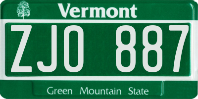 VT license plate ZJO887