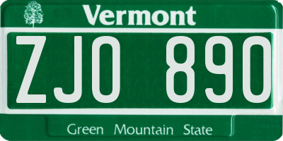 VT license plate ZJO890