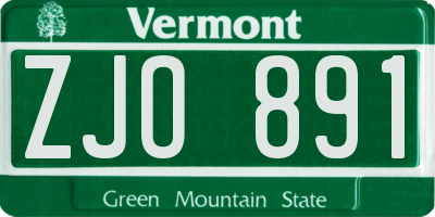VT license plate ZJO891