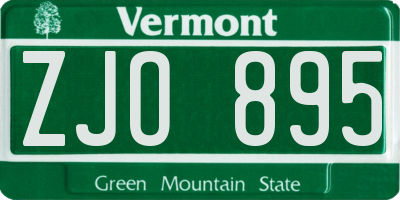 VT license plate ZJO895