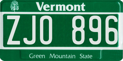 VT license plate ZJO896
