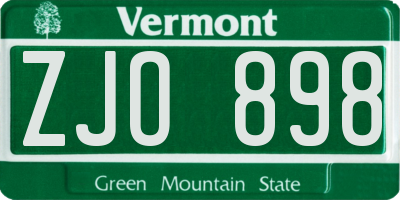 VT license plate ZJO898