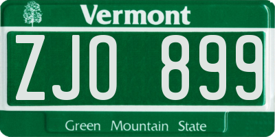 VT license plate ZJO899