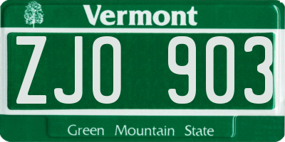 VT license plate ZJO903