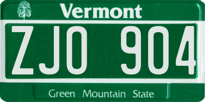 VT license plate ZJO904