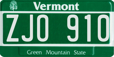 VT license plate ZJO910