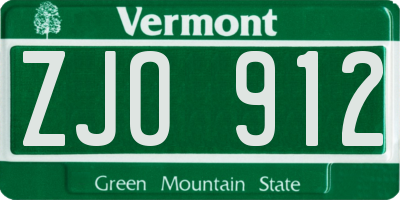 VT license plate ZJO912