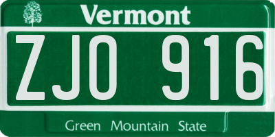 VT license plate ZJO916