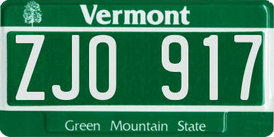 VT license plate ZJO917