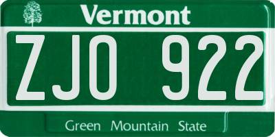 VT license plate ZJO922