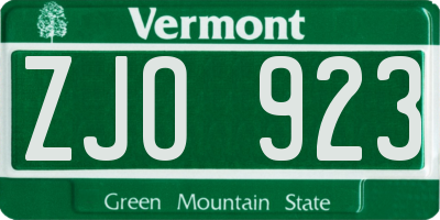 VT license plate ZJO923